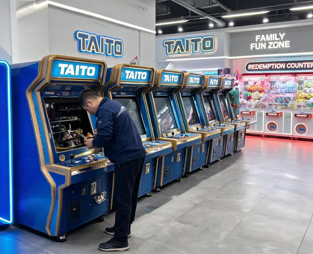 Arcade cabinets in a family entertainment center